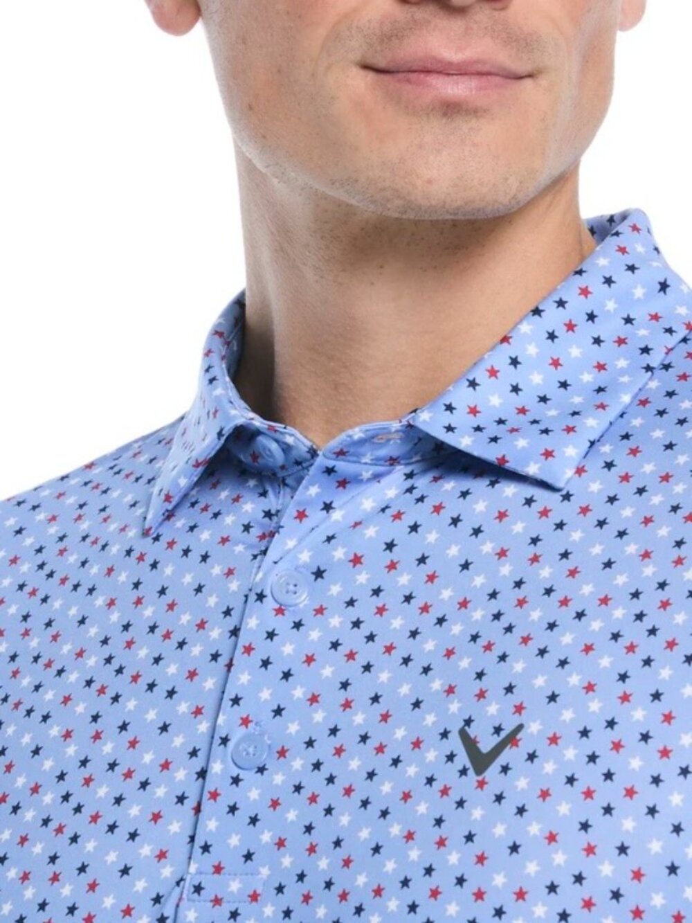 NEW Callaway Men’s GOLF Polo Shirt XL  Confetti Star Print Flag patriotic NWT